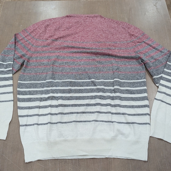 Mens Isaia Linen/Cotton Striped Crewneck Sweater Red Multi - Picture 4 of 5